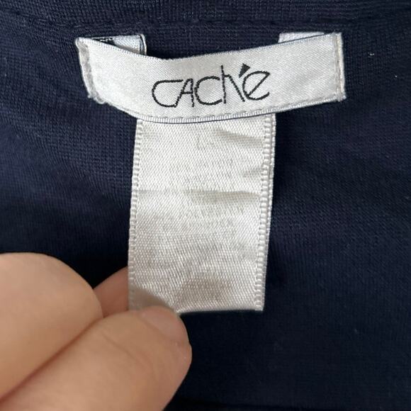 Vintage Cache Y2K Navy Naval Style Vest Brass Button Epaulet Design Military - Picture 6 of 7